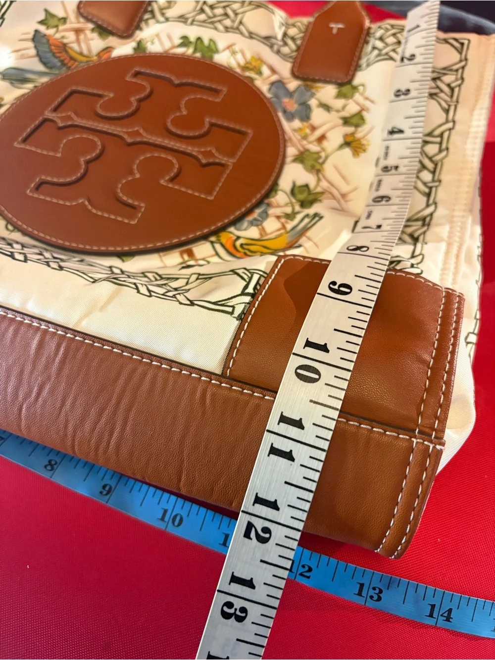 Tory Burch Ella Tote. Nylon Bird Theme. Callout
